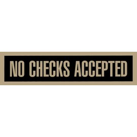 Headline Sign 9377 Self-Stick Sign, No Checks Accepted, 2 Inches by 8 Inches