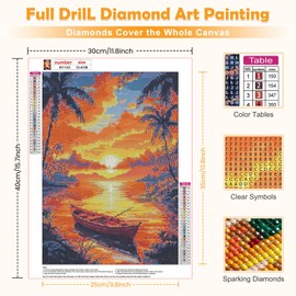 MOGTAA Diamond Painting Kits for Adults, Sunset Landscape 5D Diamond Art Kits for Adults Beginners, DIY Full Drill Diamond Dots Painting Craft Kits for Home Decor Gifts 12x16 inch