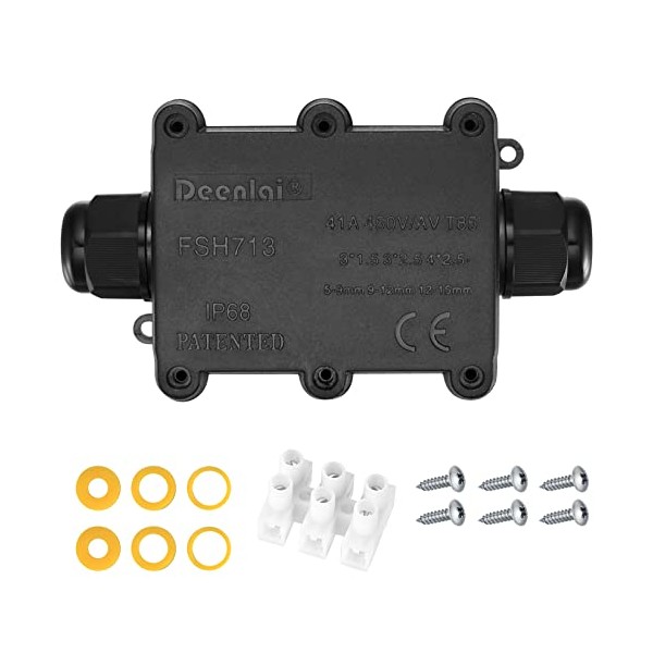 IP68 Waterproof Junction Box, 2-Way Outdoor Electrical Connectors, External Sleeve
