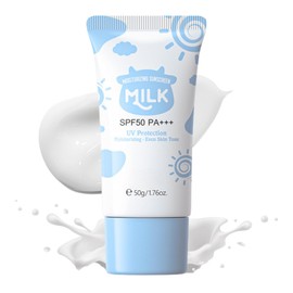Milk Suncream Factor 50 for Girl - Sun Cream Spf 50+ - Water Resistant,Spf 50 Face Moisturiser - Spf 50 Makeup Base Lotion for Women - Easy Absorb,Fresh,Oil Control,Even Skin Tone 50g