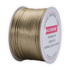 KLTRIBBON 2mm Lt Coffee Satin Rattail Cord String for Jewelry Making Bracelet Necklaces Beading Thread Macrame Kumihimo Chinese Knot Craft 50meters