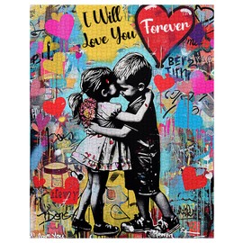 Tucocoo 1000 Piece Jigsaw Puzzle for Adults Banksy Little Girl Boys Painting Puzzle Colorful Graffiti 1000 Pieces Jigsaw Puzzles for Challenging Family Activities Street Art DIY Jigsaw Puzzle