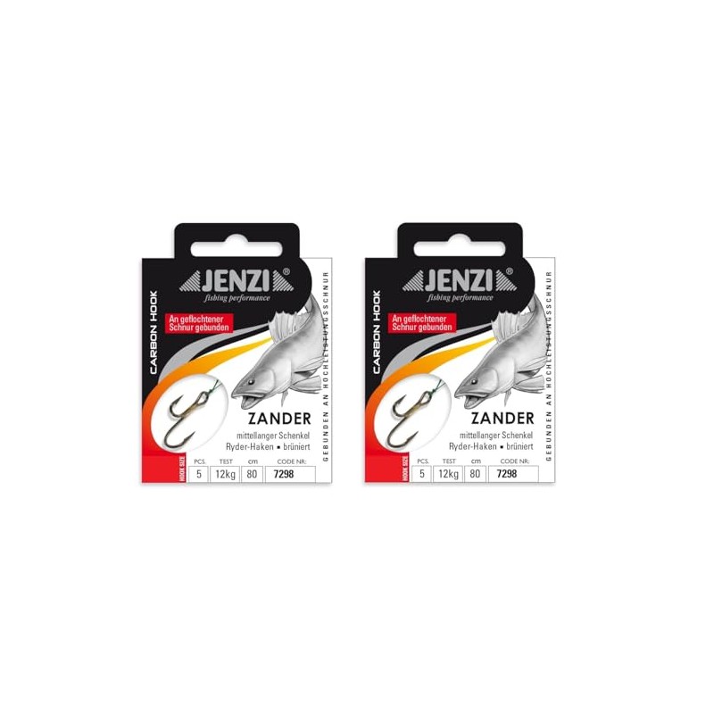 Set of 2 packs of Jenzi tied zander hooks Ryder