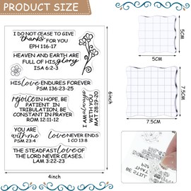 4 Sheets Bible Verse Clear Stamps Set Acrylic Stamps for Card Making Christian Scrapbooking Stamp Rubber Stamps 2 Pieces Blocks Tools with Grid Lines for DIY Scrapbooking Making(Romantic Style)