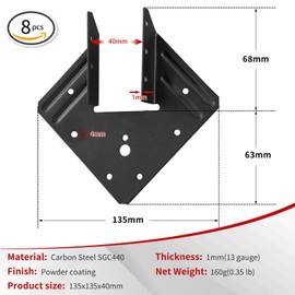 13 Gauge Hurricane Tie,Joist Hangers Fit 2X Truss to Rafter Connector for Roofing Trusses Wood Timber ,Wood Timber, Resist High Wind/ Earthquake Forces(Black Powder Coating) (8)