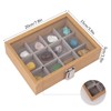 Dmnnlp 12 Grids Rock Display Case, Wooden Rock Collection Box