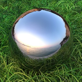 Lulu Decor, Size 16 Silver Stainless Steel Gazing Mirror Ball, Smooth Reflective Shiny Garden Decoration Globe