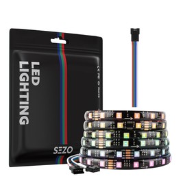SEZO Flexible RGBCCT LED Strip WS2805 IC LED Strip IP65 Waterproof High Density Light Strip Dimmable 2700K-6000K 5M 300LEDs 60LEDs/M DC24V Light Strip FPCB Black for Indoor Kitchen Party DIY