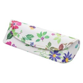 テーシーケース メガネケース おしゃれ レディース セミハード ケース マグネット式 アルミ フェイクレザー ホワイト 花柄 HY-8081FL-C