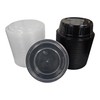 LIFEGUARD 32 oz Microwavable Round Black Container with Clear Lid,