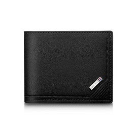 Energather Mens Wallets, Soft Slim PU Leather Wallets with Multiple Card Slots, Minimalist Bifold Wallet Coin Purse, Lightweight Travel Wallet for Business Trip (Black)