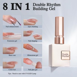 Double Rhythm 0.52Oz Nail Strengthener Rubber Gel Polish Gel Nail Polish in a Bottle for Nail Thickening Extension Hard Structure Glue (Skin Nude 8 in 1-5)