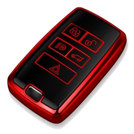 Tukellen for Land Rover Key Fob Cover Soft TPU Full Protection Key Shell Key Case Compatible with 2018-2026 Land Rover Range Rover Evoque Vogue Discovery 5 Sport Jaguar E I-PACE (Red)