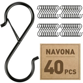 40 Pcs S Hooks for Hanging Heavy Duty, 3.5-inch Heavy Duty Metal S Hooks with Safety Buckle, S Shaped Hooks, Pot Rack Hooks, Closet Hooks, S Hooks for Hanging Plants, Kitchen Utensil, Pot, Pan, Bags.