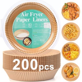 200pcs Air Fryer Disposable Paper Liner, Non-Stick Disposable Air Fryer Parchment Paper Liners, Baking Paper for Air Fryer Oil-Proof, Water-Proof, Food Grade Parchment（7.9 inch - 200Pcs）