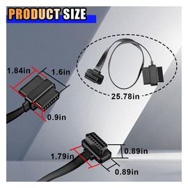 JOYCOURT 16 Pin OBD II OBD2 Splitter Extension Cable Adapter, 2FT/60CM 1 Male and 2 Female Flat Ribbon Extender Cord Adapter for Auto Car Diagnostic Scan Tool GPS Bluetooth Reader Scanner (2Pcs)