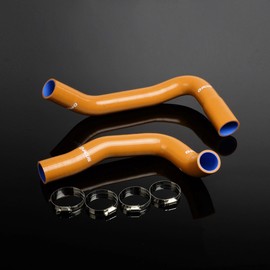 PIT66 Silicone Radiator Coolant Hose Kit,Compatible with 71-88 Chevy Small Block Camaro Sbc Orange with Clamps