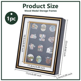 OLYCRAFT White Shadow Box for Lapel Pin Exhibition 17 x 5.3 x 22 cm Display Frame for Lapel Pin Collections with Transparent Window Shadow Box for Medals Exhibition Enamel Pin