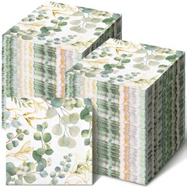 Disposable Hand Towels for Bathroom Eucalyptus Napkins Bathroom Napkins Guest Decorative Paper Hand Towels Floral Sage Green Napkins for Dinner Banquet Party Wedding Dinning Decor (200)