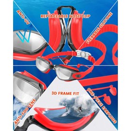 Victoper Swimming Goggles Adult Men, Anti Fog Swim Goggles Adults UV Protection Swimming Goggles Adults No Leaking Swim Glasses for Men and Women Red