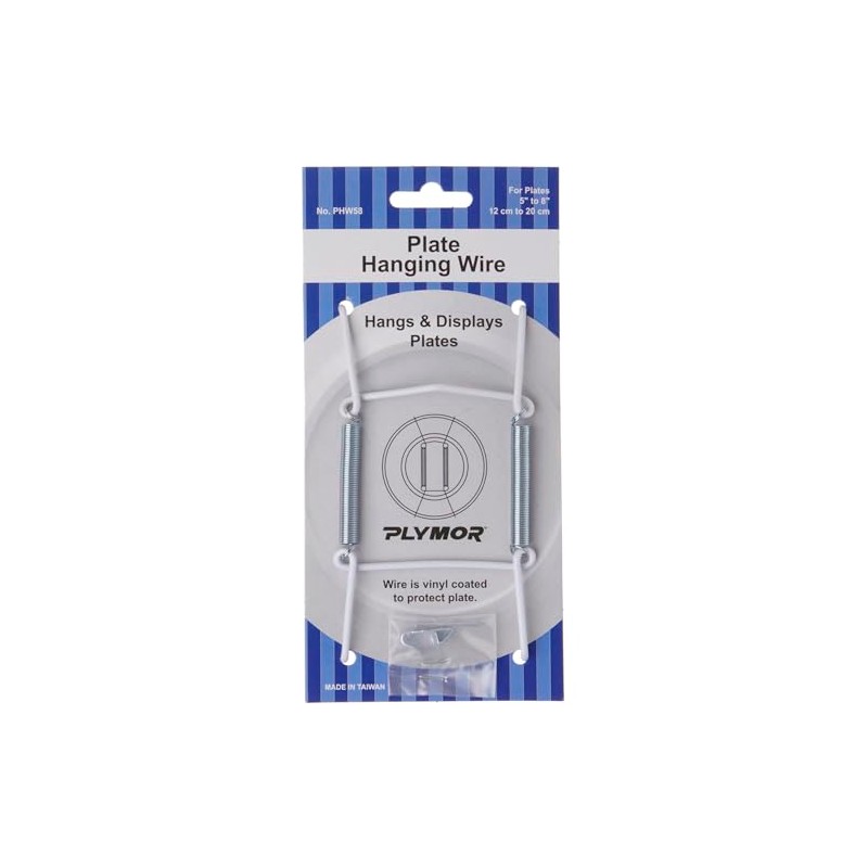 Plymor White Vinyl Finish Wall Mountable Plate Hanger, 4.625" H