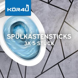 kör4u Cistern Sticks - 15 Blue Cleaning Tabs for Duofresh, Fresh, Effective Against Limescale & Deposits, Environmentally Friendly & Biodegradable