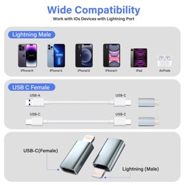 Thousover Thousover MFi Certified USB C Type C to Lightning Adapter 4 Pack 1.8-2.2A 15W Fast Charging Support Data Sync,Lightning to USB Type C Cable Adapter for iPhone/iPad/for Airpods Not for Audio/OTG