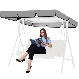 Garden Swing Canopy Replacement,3 Seater Swing Chair Canopy Replacement Waterproof Windproof Anti-UV Garden Swing Seat Canopy Cover Heavy Duty Rip Proof Hammock Cover Top (Grey)