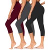 GAYHAY 3 Pack Capri Leggings for Women - Stretch Tummy