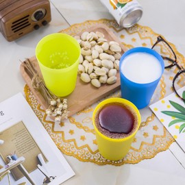 Color Plastic Drinking Cups,15 pcs Reusable Stacking Plastic Cup Children Cup Water Cup Drink Kits for Kitchen Outdoor BBQ Travels