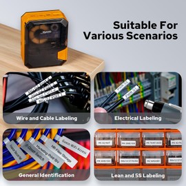 Makeid P31 Industrial Label Maker, Portable Bluetooth Labeler Printer, Wire and Cable Labeling Machine for Job Sites-Orange,Bundle Nylon Label