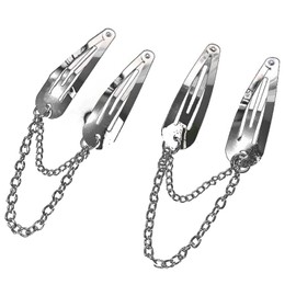 Metal Snap Hair Clips Chain - 2 Pairs Silver Hair Clips Non Slip Hair Barrettes Clips Girls Fashion Hair Accessories for Women Girls Gifts