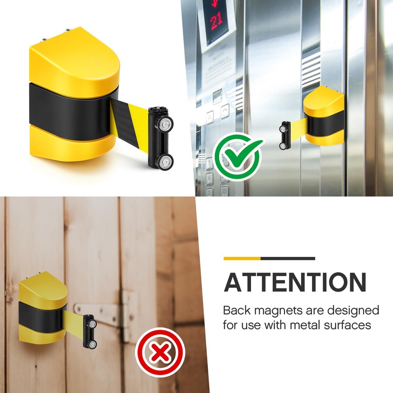 Barydat 16.4 ft Magnetic Retractable Wall Mount Barrier, Crowd Control