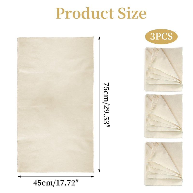 3 Pcs Bread Fermented Cloth,Large Bakers Cloth,Linen for Baking Bread,Breads