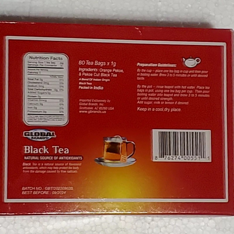 Global Brands Orange Pekoe & Pekoe Cut Black Tea 80