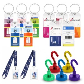 Cruise Essentials Set (17 Pack) – Cruising Travel Ship Accessories Kit – Cruise Luggage Tags, Cruise Lanyard with Ship Key Card Holder, Cruise Cabin Hooks Accessory - Compatible with All Cruise Lines