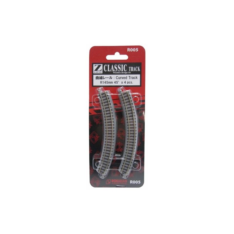 Rokuhan Z Gauge R005 Curved Rail R145mm 45°