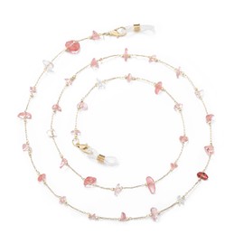 humlbird Eyeglass Chains for Women Stylish Glasses Lanyard Sunglass Chain Natural Crystal Mask Chain Eye Glasses Strap Red-1