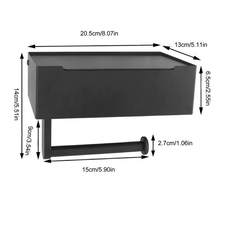 Toilet Tissue Holder Box Stainless Steel Black Wall Mounted Toilet