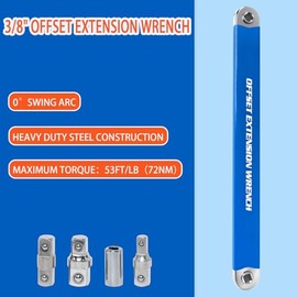 YoShin Ratchet Wrench Extender, Tight Reach Extension Wrench Set with 1/2", 1/4" and 3/8" Square Drive Adapters, Universal Offset Extension Wrench for Hard to Reach Areas, Impact Wrench Extension Bar