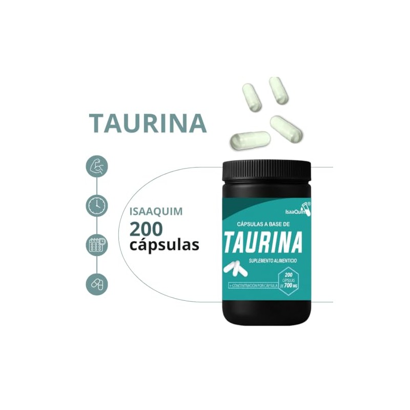 ISAAQUIM Taurina 700 mg – 200 Cápsulas | Aminoácido en