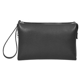 A1 FASHION GOODS Mens Top Grain Leather Wristlet Clutch Bag, Digit Lock Mobile Pouch, Travel Wrist Bag Black