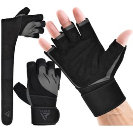RDX Weight Lifting Gloves with Wrist Support, 50 CM Long Wrist Straps, Anti Slip Padded Palm Protection, Breathable Gym Grip for Fitness Training Workout Powerlifting, Men Women Bodybuilding Exercise