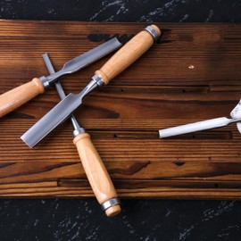 Sevender 4 PCS Wood Chisel CR-V Steel Chisel Steel Forged Half Round Chisel 6/12/18/24 with Storage Bag