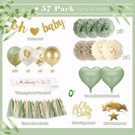 Baby Shower Decoration Boy, Baby Shower Girl, Green Gold Baby Shower Decoration, Baby Party Decoration, Neutral, Gender Reveal Party, Oh Baby Decoration, Baby Shower Balloons Garland for Baby Boy or
