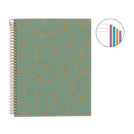 Miquelrius - Notebook A5 (148 x 210 mm), Plain Ruled, 120 Sheets of 70 g/m², Cardboard Cover with Copper Details, 4 Colour Stripes, Copper Spiral, Feeling Mallorca Collection, Sheets