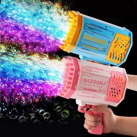 Bubble Machine Bubble Toy 69 Holes With Colorful Light Outdoor Toys For Birthday Wedding Party Gift - Color: Purple
