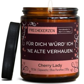 Lustige Duftkerze mit Spruch für Beste FreundIn | Handgemacht aus Sojawachs | In Geschenkbox | Nachhaltiges Geschenk Freundschaft Freundin Freund Partner Schwester BFF |Kirsche
