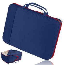VARNIC Travel Compression Bag, Compression Bag, Clothes Storage, Clothing Sorting, Compact, YKK Zipper, Travel Pouch, Compression, Waterproof Travel Pouch, Convenient Goods, Compression, Space Saving Clothes, Waterproof, Separation, Lightweight, Business Trips, Travel, (Blue, S)