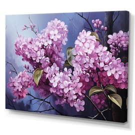 DesignQ Pink Canvas wall art, Lilacs Wall Art, Surreal Beauty In Lilac Fragrance, Lilacs Wall art decor, 20x12 inches